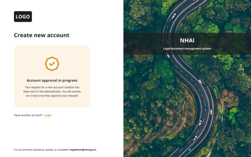 Admin - Landing page - Create new account - Successful